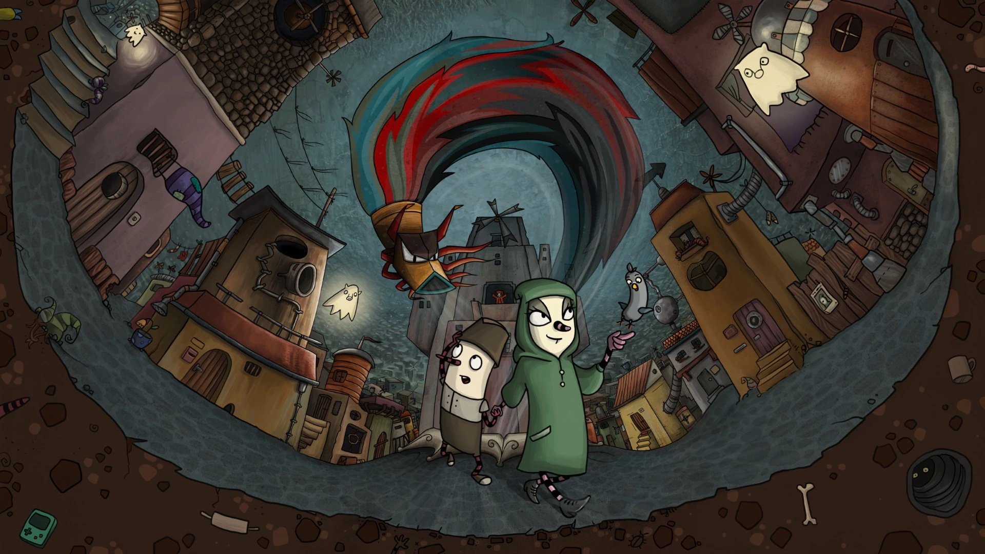 Two Asposians, Robert and Laura fleeing from a creature.